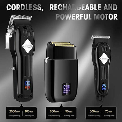 Professional Hair Clipper Set – Electric Trimmer Kit with LCD Display & Accessories