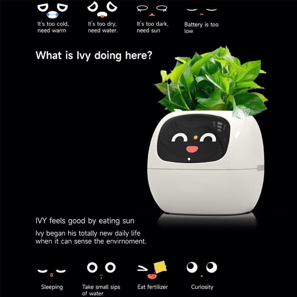 Smart Flowerpots,Smart Pet Planter,Ai Planter,Intelligent Flowerpots,Multiple Expressions,7 Smart Sensors, and Ai Chips Make Raising Plants Easy and Fun for Living Room,Plant-Free(Purple)