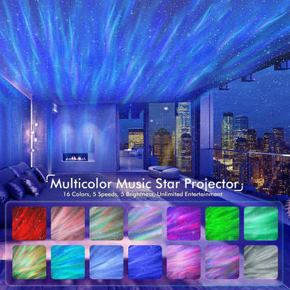 Star Projector, Galaxy Projector for Bedroom, LED Night Light Aurora Projector with Bluetooth Speaker, White Noise, Timer, and Remote