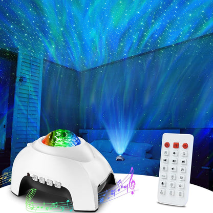 Star Projector, Galaxy Projector for Bedroom, LED Night Light Aurora Projector with Bluetooth Speaker, White Noise, Timer, and Remote