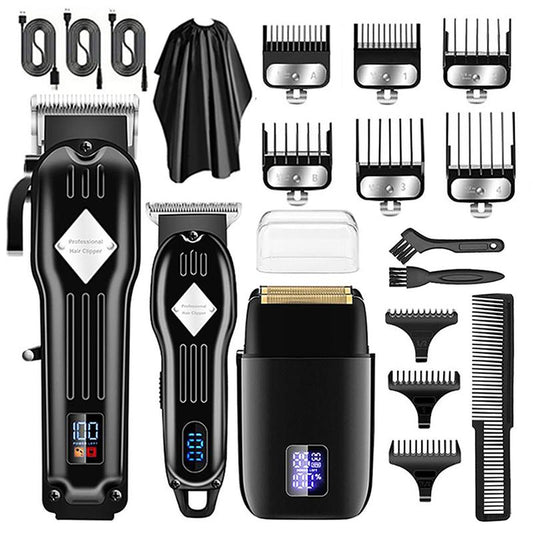 Professional Hair Clipper Set – Electric Trimmer Kit with LCD Display & Accessories