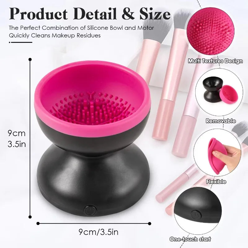 Portable USB Makeup Brush Cleaner – Automatic Silicone Electric Brush Washer and Dryer for Cosmetic Tools