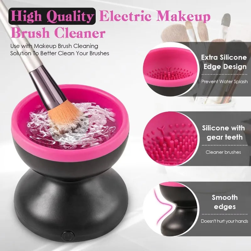 Portable USB Makeup Brush Cleaner – Automatic Silicone Electric Brush Washer and Dryer for Cosmetic Tools