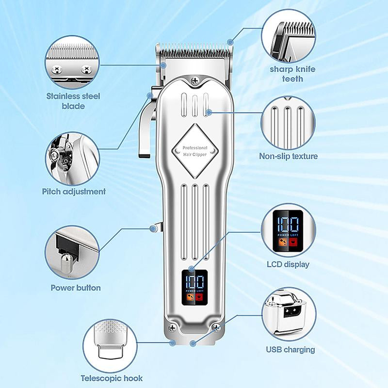 Professional Hair Clipper Set – Electric Trimmer Kit with LCD Display & Accessories