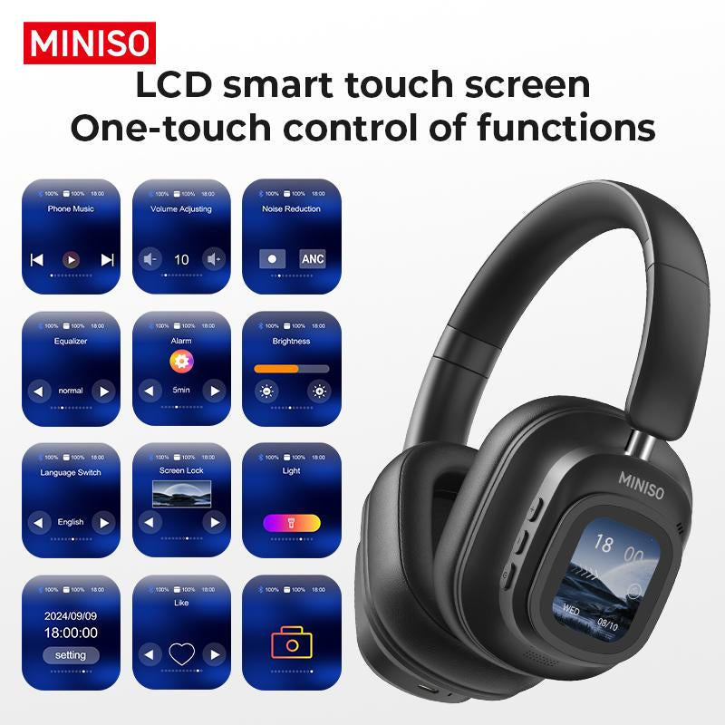 MINISO G90 Wireless ANC Headphones – Foldable Gaming Headset with Touch Display, HIFI Stereo, and Noise Cancellation for Phones, Computers, MP3