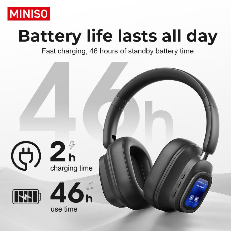 MINISO G90 Wireless ANC Headphones – Foldable Gaming Headset with Touch Display, HIFI Stereo, and Noise Cancellation for Phones, Computers, MP3